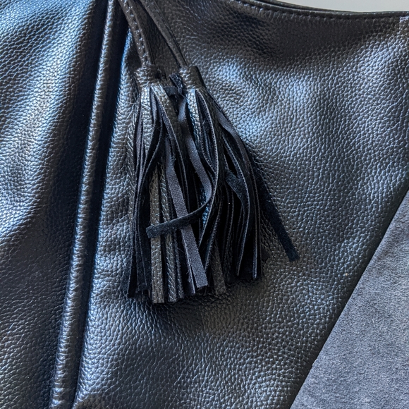 NWOT Lionel Black Leather & Suede Tote Purse Bag - Picture 5 of 8